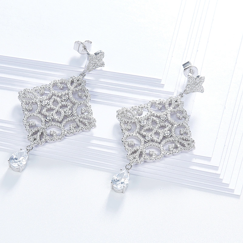 925 sterling silver diamond earrings,designer earrings,dangle earrings,www.missgjewelry.com