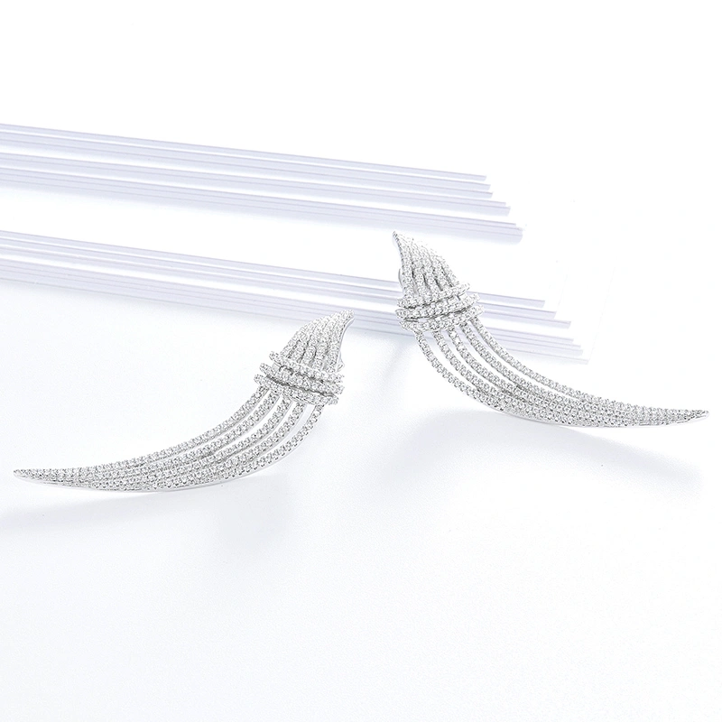 Beard earrings,Wing earrings,925 sterling silver inlay zircon earrings,bling bling,earrings jewelry,earrings factory,