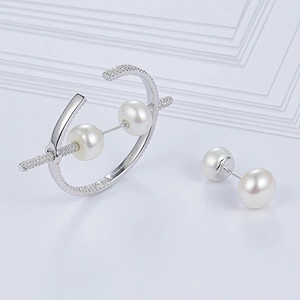starship designer earrings,clip on earrings,925 silver pearl zircon earrings bling bling,