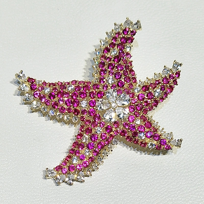 Sea world starfish 925 silver zircon brooch,costume jewelry,jewelry making supplies,Processing trade