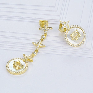 Shells of stars pig 925 sterling silver earrings,A B paragraph earrings,Your partner jewelry factory