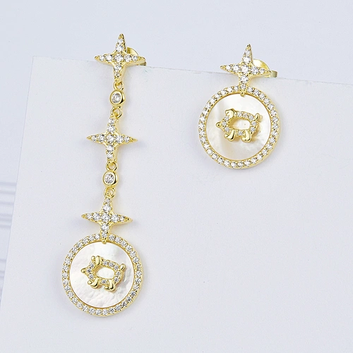 Shells of stars pig 925 sterling silver earrings,A B paragraph earrings,Your partner jewelry factory