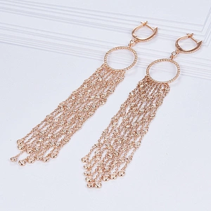 Beautiful tassels girl long earrings bling jewelry,925 sterling silver rose gold stud earrings,