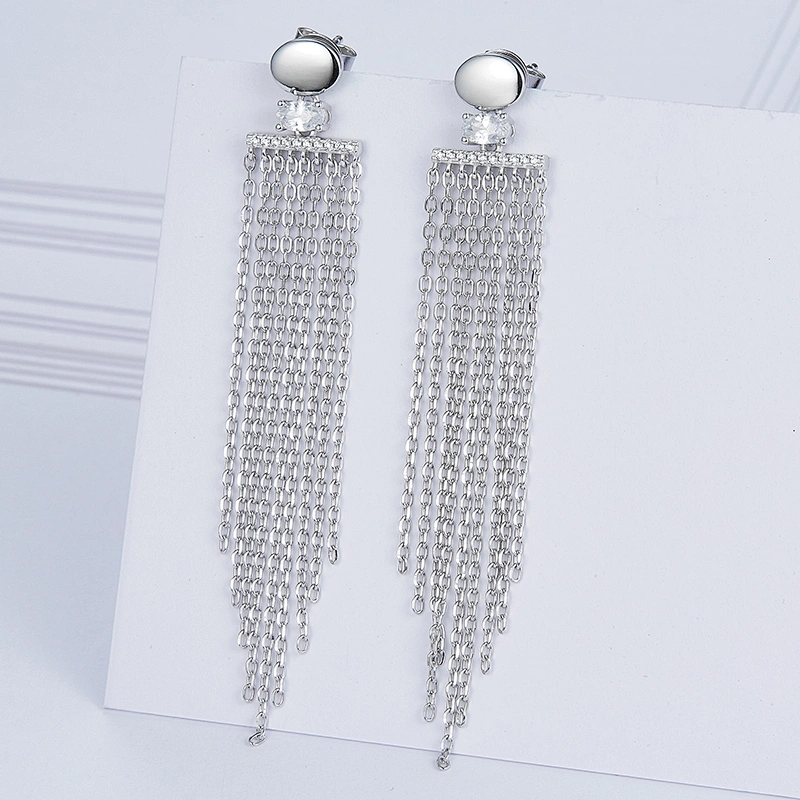 Tassel earrings,Tassel accessories,925 silver jewelry,Long earrings Jewelry manufacturer
