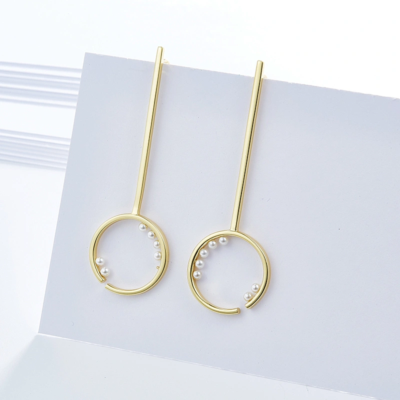 circle pearl earrings,long earrings,925 silver jewelry,Guangzhou MissG Jewelry co., LTD,