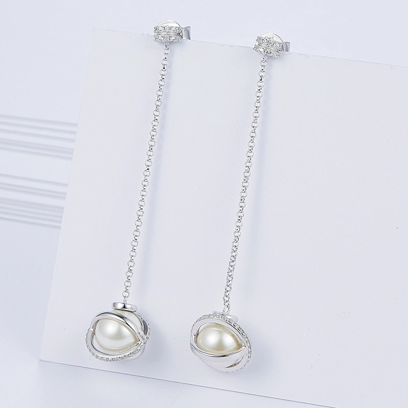 Planet of pearl earrings,Long tassels 925 silver jewellery,Fashion beautiful ornament,