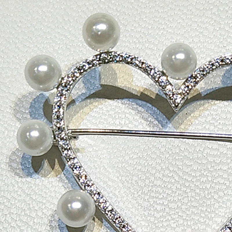 Love the pearl heart-shaped 925 sterling silver brooch jewelry,Fashion jewelry manufacturing