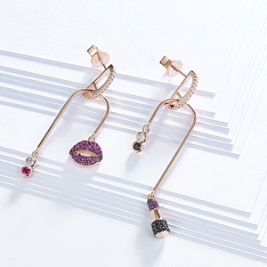 Lip microphone Earrings jewelry,925 silver color zircon earrings,rose gold earrings,earrings for girls