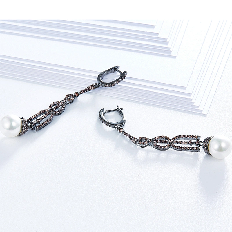 High-end earrings,designer earrings,925 sterling silver zircon earrings of pearl jewelry