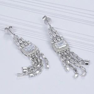 sterling silver earrings,tassel CZ diamond earrings Inlay zircon,fashion wholesale jewelry