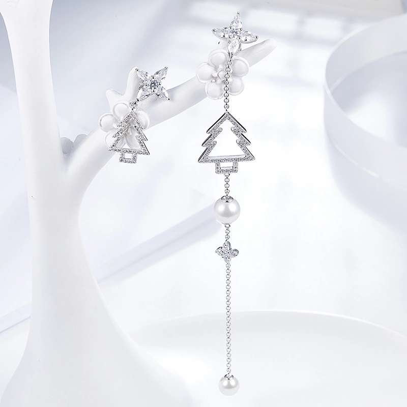 Christmas party earrings,Christmas tree earrings,925 sterling silver earrings