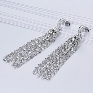 Long tassel earrings jewelry,925 sterling silver zircon silver,Wholesale jewelry processing factory
