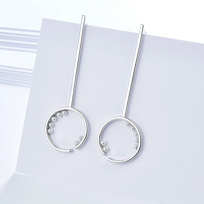 circle pearl earrings,long earrings,925 silver jewelry,Guangzhou MissG Jewelry co., LTD,