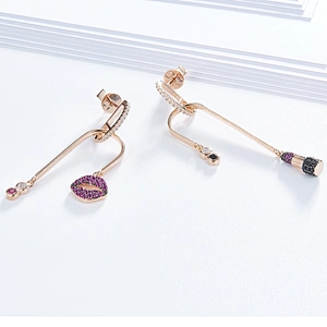 Lip microphone Earrings jewelry,925 silver color zircon earrings,rose gold earrings,earrings for girls