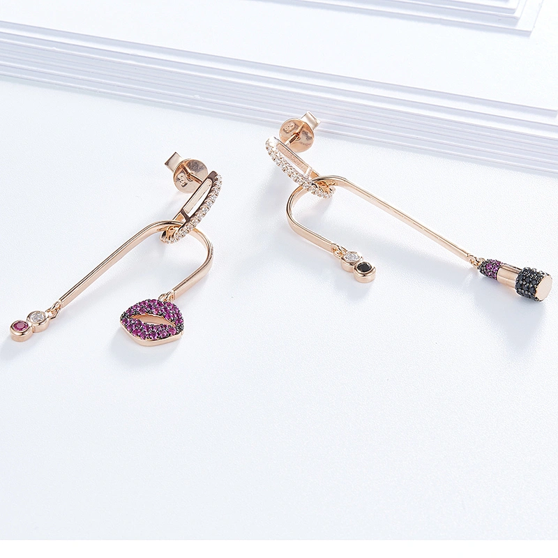 Lip microphone Earrings jewelry,925 silver color zircon earrings,rose gold earrings,earrings for girls