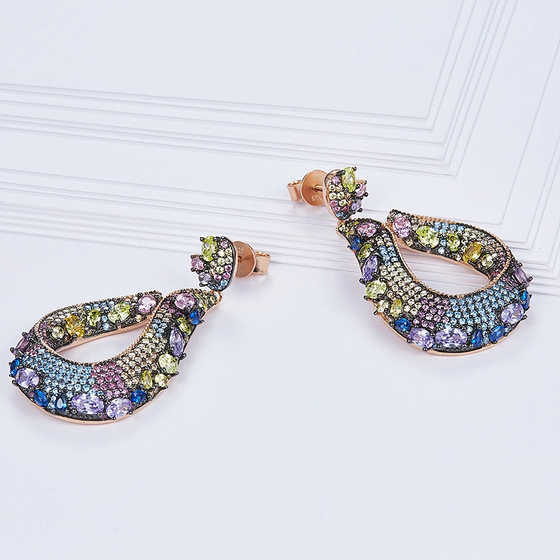 beautiful 925 silver color zircon earrings,drop earrings,jewelry making supplies,