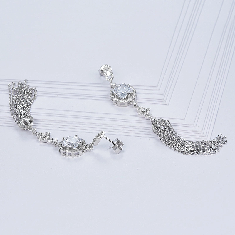 Zircon earrings long tassels jewelry,925 sterling silver,Fashion beautiful,missg jewelry