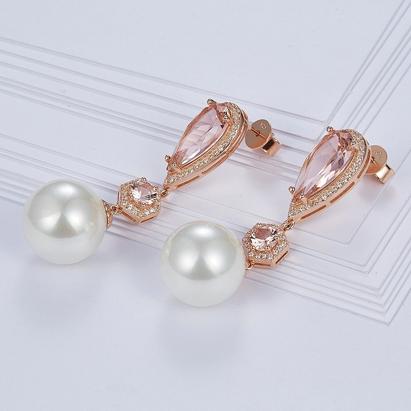 crystal earrings,925 silver pearl zircon earrings,cooper cz imitation fine jewelry