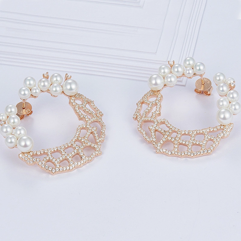 925 silver pearl earrings,rose gold earrings,jewelry manufacturers,
