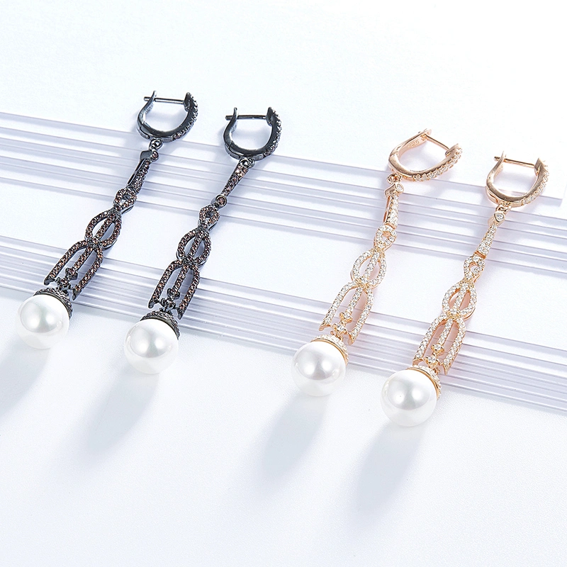 High-end earrings,designer earrings,925 sterling silver zircon earrings of pearl jewelry