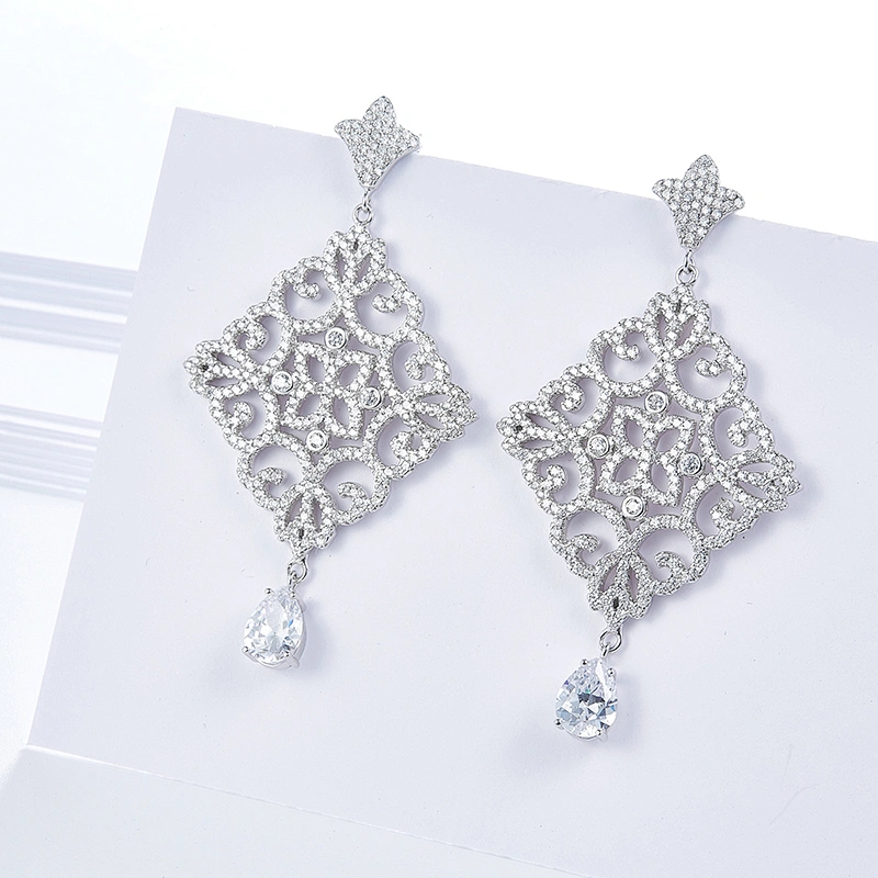 925 sterling silver diamond earrings,designer earrings,dangle earrings,www.missgjewelry.com