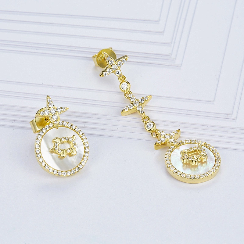 Shells of stars pig 925 sterling silver earrings,A B paragraph earrings,Your partner jewelry factory