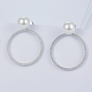 Circle the pearl earrings,925 sterling silver earrings,Zircon jewelry,