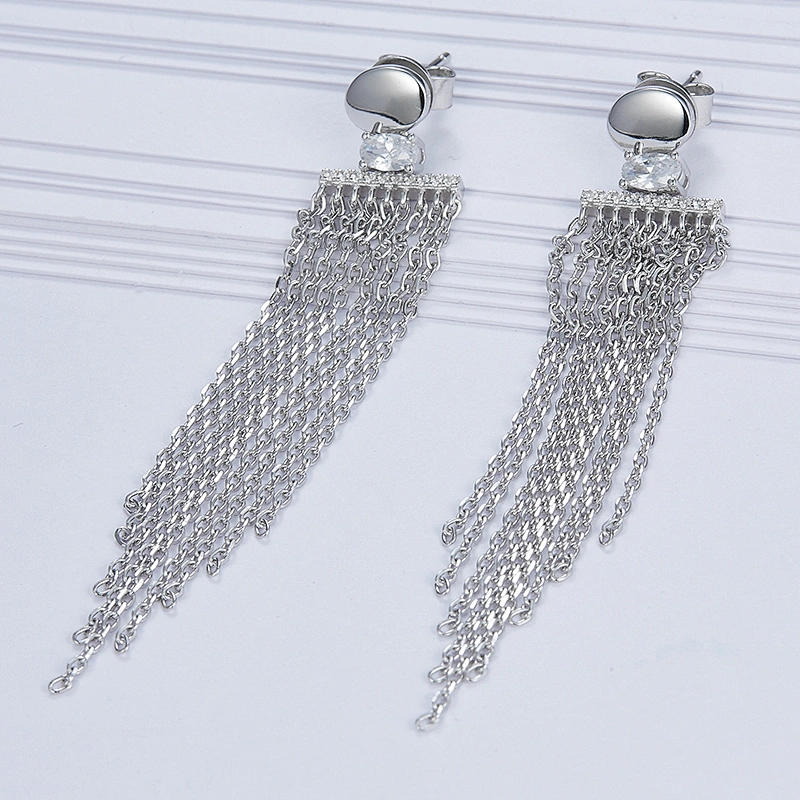 Tassel earrings,Tassel accessories,925 silver jewelry,Long earrings Jewelry manufacturer