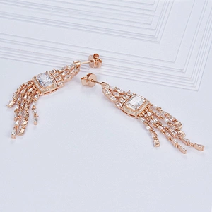 sterling silver earrings,tassel CZ diamond earrings Inlay zircon,fashion wholesale jewelry