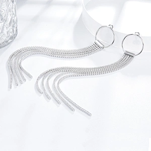 925 sterling silver earrings fashion,long earrings,Tassel earrings,platinum earrings