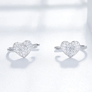 Love zircon earrings,925 sterling silver earrings,fashion classic,clip on earrings