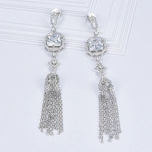 Zircon earrings long tassels jewelry,925 sterling silver,Fashion beautiful,missg jewelry