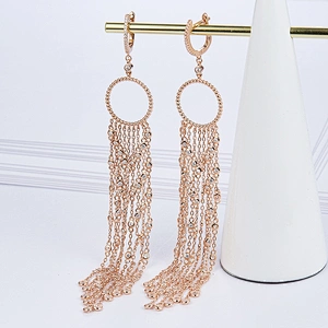 Beautiful tassels girl long earrings bling jewelry,925 sterling silver rose gold stud earrings,