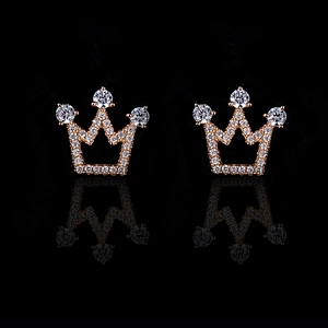 S925 Silver Phoenix Crown with Zircon Rose Gold Earrings large jewelry factory,OEM/ODM Jewelry Trade processing customized,Wholesale jewelry manufacturer