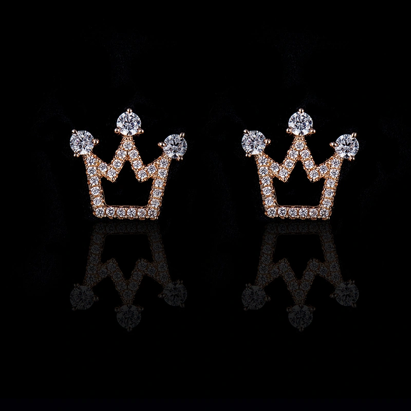 S925 Silver Phoenix Crown with Zircon Rose Gold Earrings large jewelry factory,OEM/ODM Jewelry Trade processing customized,Wholesale jewelry manufacturer