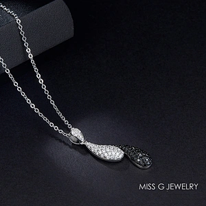 Manufacturers wholesale processing customized S925 Silver Pendant hot sales fashion black and white double color zircon inlaid Pendant Jewelry
