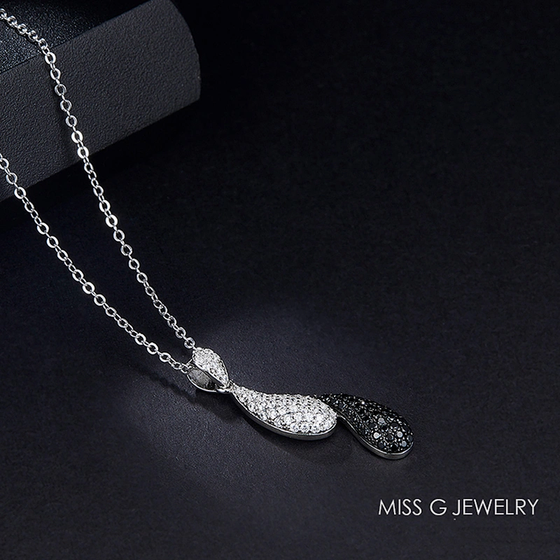 Manufacturers wholesale processing customized S925 Silver Pendant hot sales fashion black and white double color zircon inlaid Pendant Jewelry
