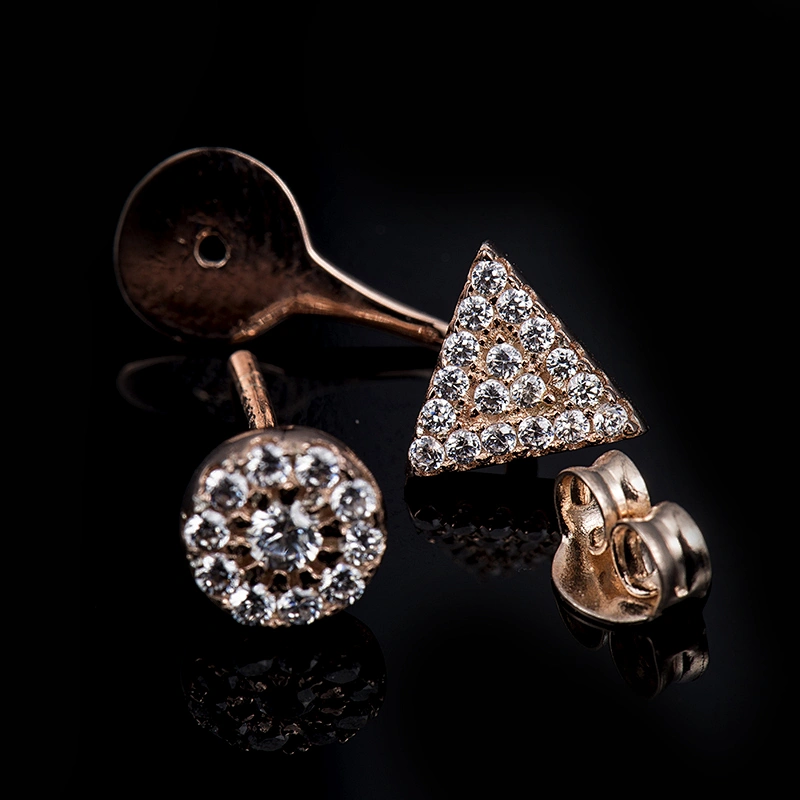S925 Silver Trendy Personality Embedded Zircon Rose Gold Earrings large jewelry factory,OEM/ODM Jewelry Trade processing customized,Wholesale jewelry manufacturer