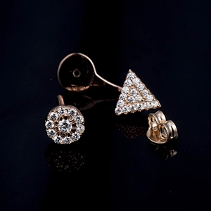 S925 Silver Trendy Personality Embedded Zircon Rose Gold Earrings large jewelry factory,OEM/ODM Jewelry Trade processing customized,Wholesale jewelry manufacturer