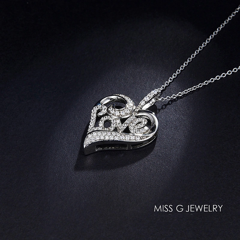 S925 Silver Pendant New heart-shaped zircon-inlaid jewelry silver jewelry manufacturers support sample customization