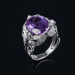Purple zircon ring large jewelry factory,OEM/ODM Jewelry Trade processing customized,Wholesale jewelry manufacturer