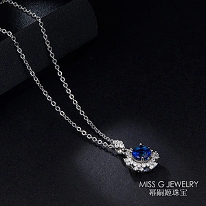 Ladies'Blue Zircon Necklace Pendant large jewelry factory,OEM/ODM Jewelry Trade processing customized,Wholesale jewelry manufacturer