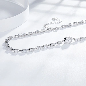 Embedded rectangular Necklace large jewelry factory,OEM/ODM Jewelry Trade processing customized,Wholesale jewelry manufacturer