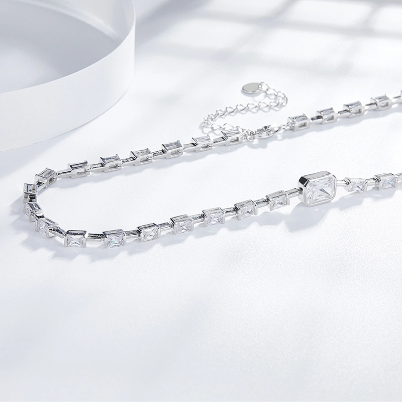 Embedded rectangular Necklace large jewelry factory,OEM/ODM Jewelry Trade processing customized,Wholesale jewelry manufacturer