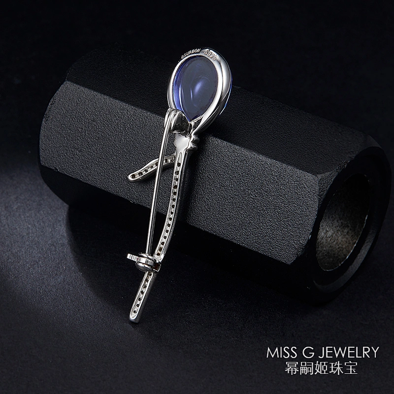 Sapphire Brooch inlaid large jewelry factory,OEM/ODM Jewelry Trade processing customized,Wholesale jewelry manufacturer