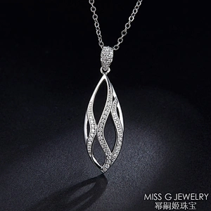 S925 Silver Necklace Droplet Shape Zircon Silver Jewelry Factory Wholesale