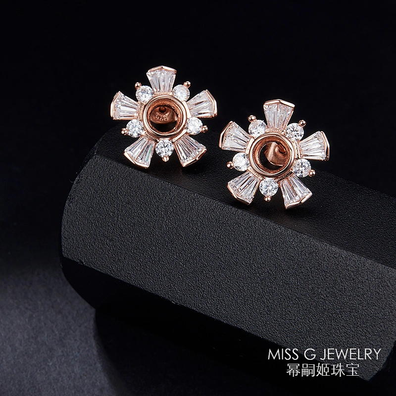 S925 Silver Flower Earrings large jewelry factory,OEM/ODM Jewelry Trade processing customized,Wholesale jewelry manufacturer