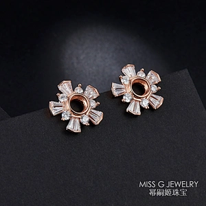 S925 Silver Flower Earrings large jewelry factory,OEM/ODM Jewelry Trade processing customized,Wholesale jewelry manufacturer