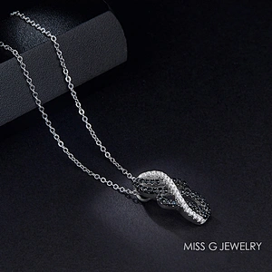 S925 Silver Pendant with double-color arc inlaid zircon jewelry manufacturers support sample customization