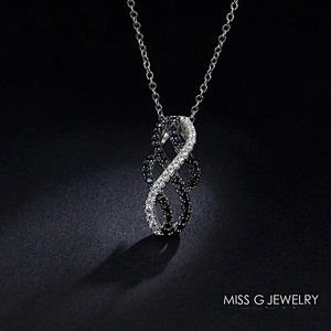 S925 Silver Pendant with double-color arc inlaid zircon jewelry manufacturers support sample customization